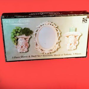 White Accents 3 Piece Mirror & Shelf Set ALCO Industries